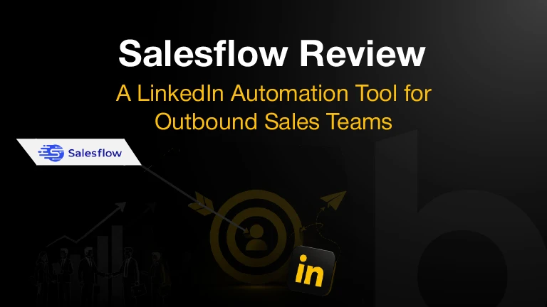 Salesflow LinkedIn automation review cover with outbound sales and prospect targeting visuals.