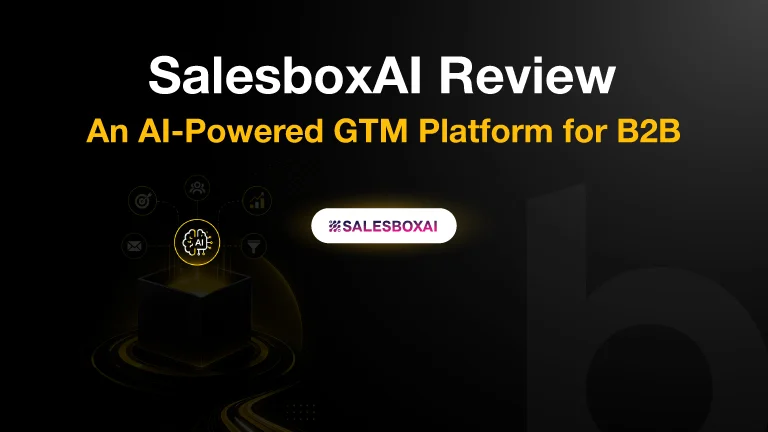 SalesboxAI GTM platform review cover with AI automation and B2B growth visuals.