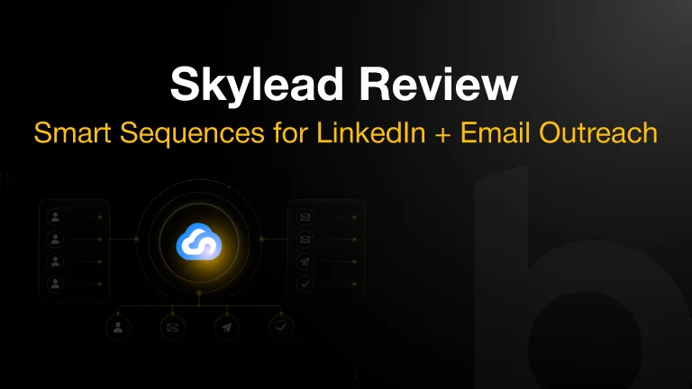 Skylead outreach review cover with LinkedIn and email automation workflow visuals.