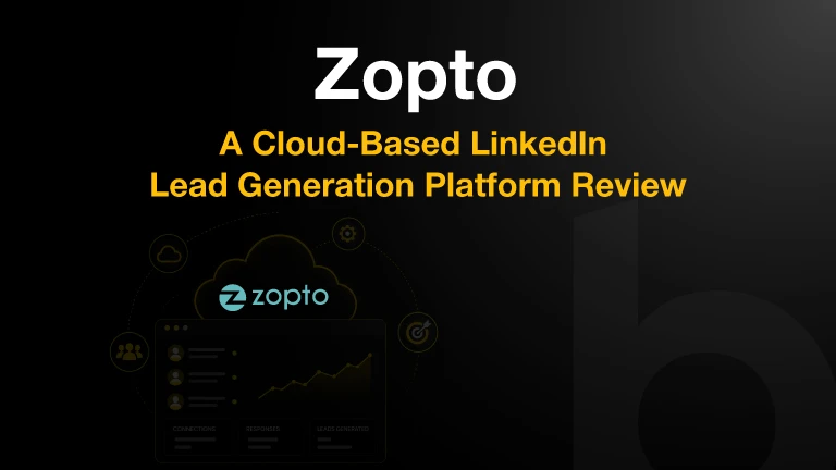 Zopto LinkedIn lead generation review cover with cloud outreach and analytics visuals.